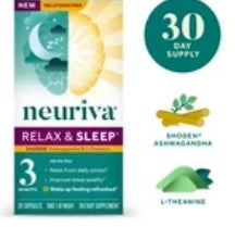 Neuriva Relax & Sleep, Nighttime Sleep Aid Supplement with L-Theanine, 30ct Capsules