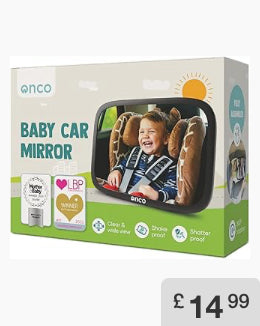 Onco Baby Car Mirror - 100?hatterproof & Shakeproof, Award-Winning Car Mirror Baby Rear View, Non-Slip with 360° Rotation, Newborn Essentials