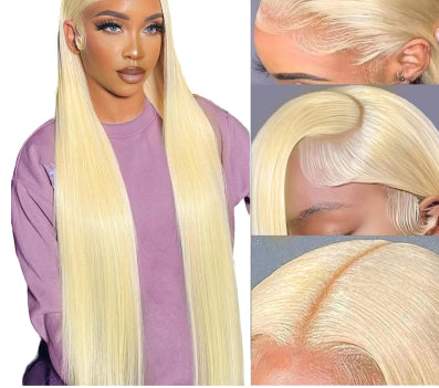 613 Lace Front Wig - Human Hair Pre Plucked Blonde Wig, 180?ensity, 13x6 Straight HD Lace Frontal Glueless Wig With Baby Hair, 20 Inch