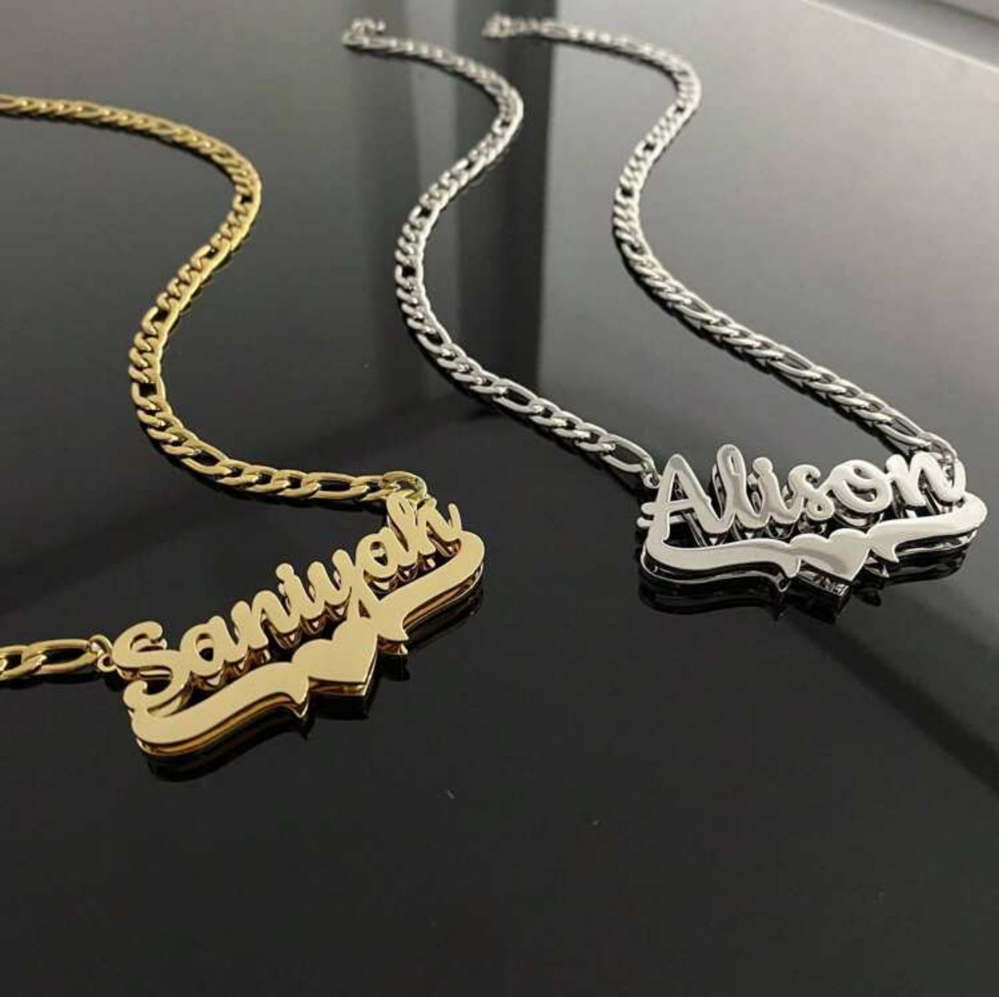 Customized Stainless Steel Double Layer Necklace, Heart & English Letter Clavicle Chain Pendant Jewelry, Ideal Gift For Couples, Friends, Family, Mother's Day, Available In Gold & Silver, Fashionable, Retractable, Simple, Casual, Personalized, Unique Gift